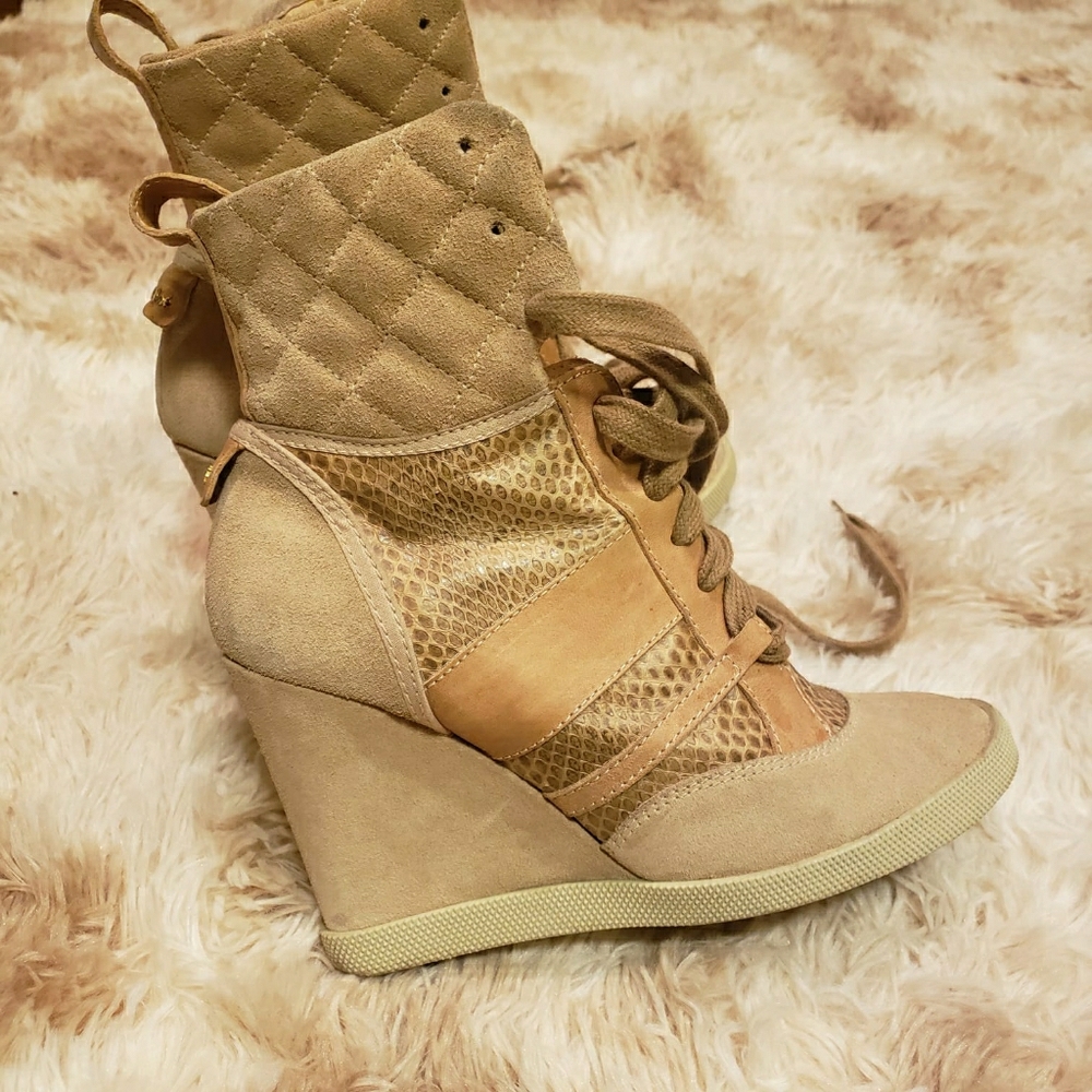 Chloe python/suede high casia wedge sneakers